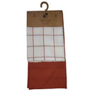 Set 2 Panos De Cocina Rectangular 50X70 Cm Lineas Terracota