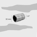 Dado poligonal 1/2x32 mm acero
