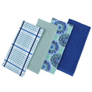 Set 4 Panos De Cocina Rectangular 40X60 Cm Diseno Azul