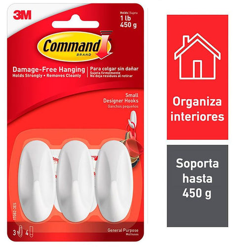 Ganchos Pequeños Ovalado Blanco 3 Unidades