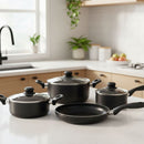 Bateria de cocina 7 Piezas Aluminio Antiadherente Negro