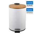 Basurero Tapa Bambu 3 Litros Plastico Blanco