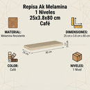 Repisa Ak Melamina 1 Nivel(Es) 25X3.8X80 Cm Cafe