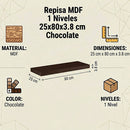 Repisa Mdf 1 Nivel(Es) 25X80X3.8 Cm Chocolate