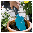Palita ancha 8 cm de plastico celeste con mango