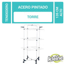 Tendedero de Ropa Torre 3 Racks Plegable Acero 70x65x135 cm Blanco