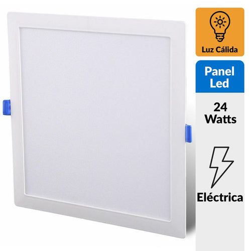 Panel Led Empotrado Cuadrado Blanco 24W Luz Calida