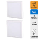 Pack 2 Panel Led Sobrepuesto Cuadrado Blanco 18W Luz Calida
