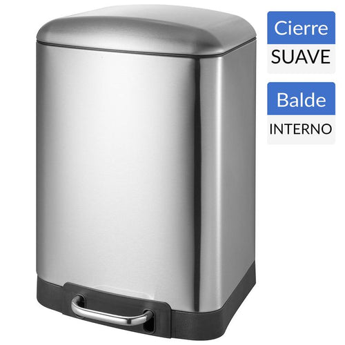 Basurero 12 Litros Acero Inoxidable Gris