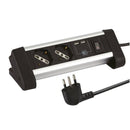 Alargador 2 Tomas Schuko + 2 Puertos Usb 2M Blanco/Negro