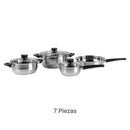 Bateria de cocina 7 Piezas Acero inoxidable Plateado