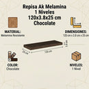 Repisa Melamina 1 Nivel(Es) 120X3.8X25 Cm Chocolate