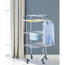 Tendedero de Ropa Torre 3 Racks Plegable Acero 70x65x135 cm Blanco