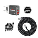 Cargador USB y Tipo C 20W + cable