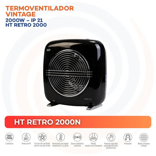 Termoventilador Vintage Electrico 2000 W Ht Retro 2000N Negro