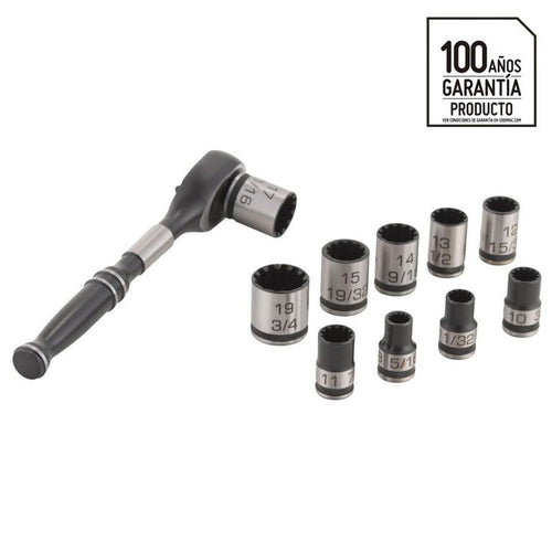 Set dados mando 3/8" 11 piezas