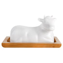Mantequillera Vaca Porcelana Blanca con Base