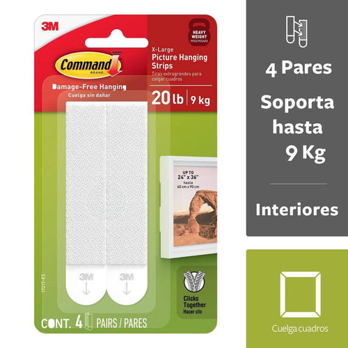 Tiras Para Colgar Cuadros 9 Kg, Blancas, 4 Pares