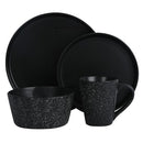 Juego de Loza 16 Piezas Ceramica Marmol Negro