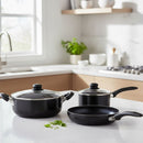Bateria de Cocina 5 Piezas Acero inoxidable Antiadherente Negro