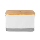 Organizador De Tela Con Tapa 50X30X34 Cm Blanco/Gris