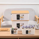 Caja Plastica con Tapa Bambu 29.5x23x38.5 cm 23 l Blanco