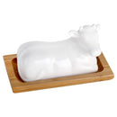 Mantequillera Vaca Porcelana Blanca con Base