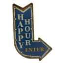 Letrero Led Flecha Happy Hour Azul 61x5.5 cm