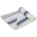 Mantel Redonda 180x180 cm Raya Blanco/azul