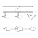 Barra Led Meranti 3 Luces Metal Gris