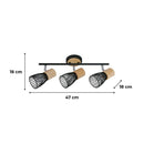 Foco Interior Direccional Boston 3 Luces Madera y Metal