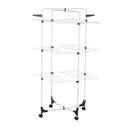 Tendedero de Ropa Torre 3 Racks Plegable Acero 70x65x135 cm Blanco