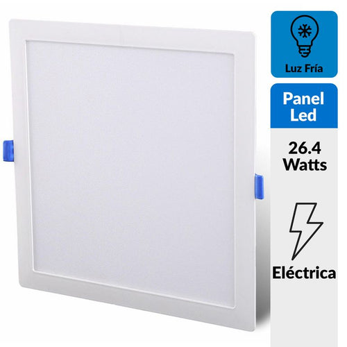 Panel Led Empotrado Cuadrado Blanco 24W Luz Fria