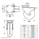 Rueda doble giratoria con freno 80