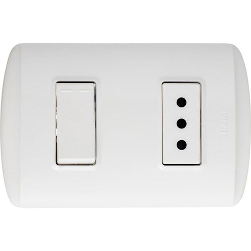 Interruptor + tomacorriente 10 A Modus Plus Blanco