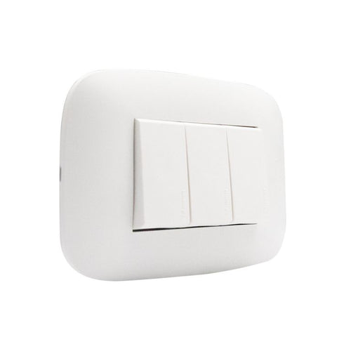 Interruptor Triple (9/32) Blanco Domino Sencia