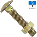 Perno coche con tuerca 1/4 x 2 zincado amarillo 4unid