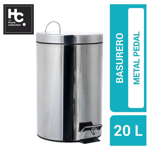 Papelero Redondo 20 Litros Metal Gris