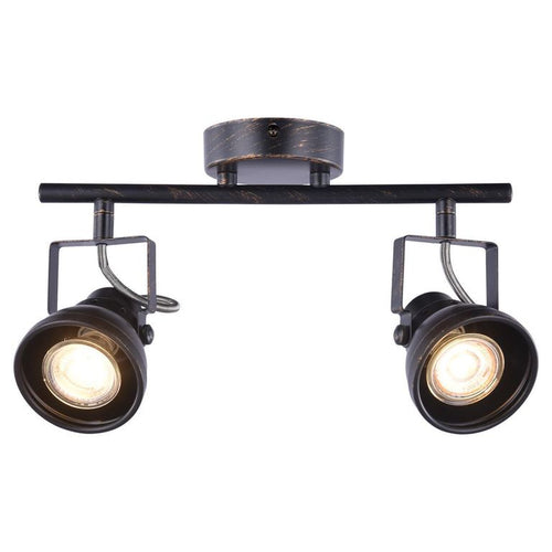 Barra Led Cazo Patina 2 Luces Metal Negro