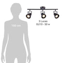Barra Led Cazo 3 Luces Metal Negro