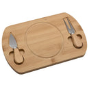 Tabla Para Cortar Queso + 2 Cuchillos De Bambu 18X28 Cm Cafe
