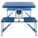 Mesa Plegable Maleta Con Bancos Rectangular 82 Cm Azul