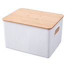 Caja Plastica Con Tapa Bambu 18X13X27.5 Cm 6 L Blanco