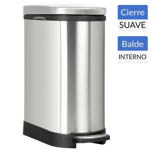 Basurero 10 Litros Acero Inoxidable Gris
