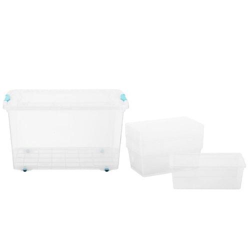 Set 8 Cajas Modubox 6 L + 1 Caja 38 L Transparente