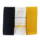 Set 3 Panos Rectangular 40x40 cm Cocina Blanco, Amarillo y Negro