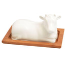 Mantequillera Vaca Porcelana Blanca con Base