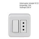 Interruptor simple 9/12 16 A blanco