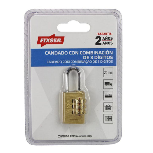 Candado 20 Mm Bronce Con Clave