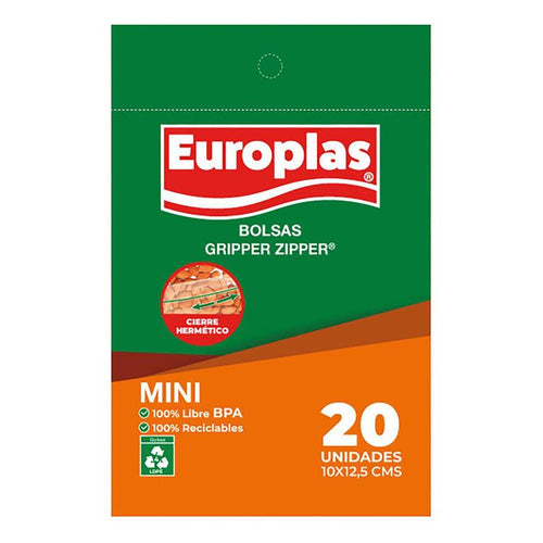 Pack 20 Bolsas Mini Zipper Europlas 250 Ml Transp.S Alimento